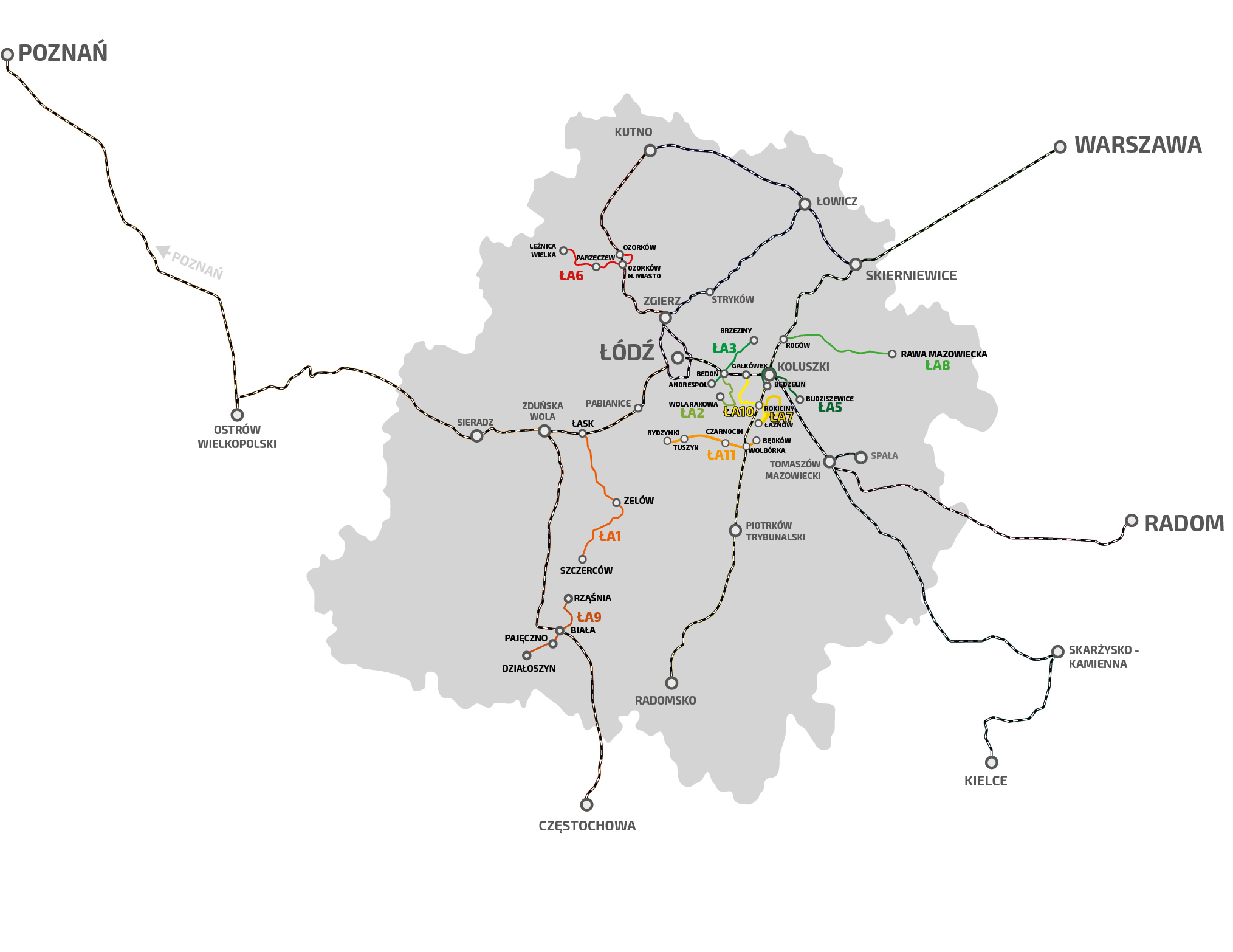 mapka połączeń KKA aktualna od 1 lipca