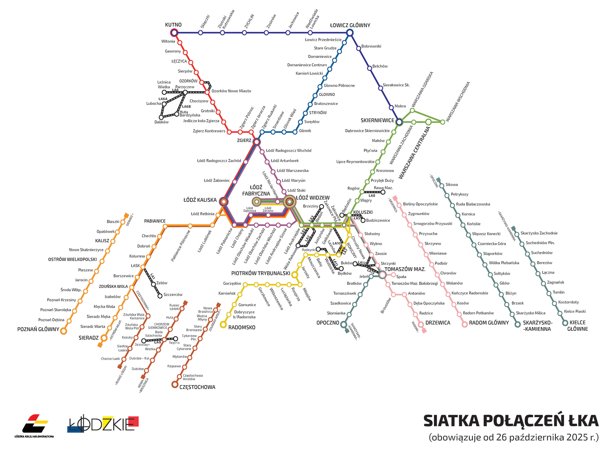 Siatka połączeń ŁKA obowiązująca od 26 października 2025