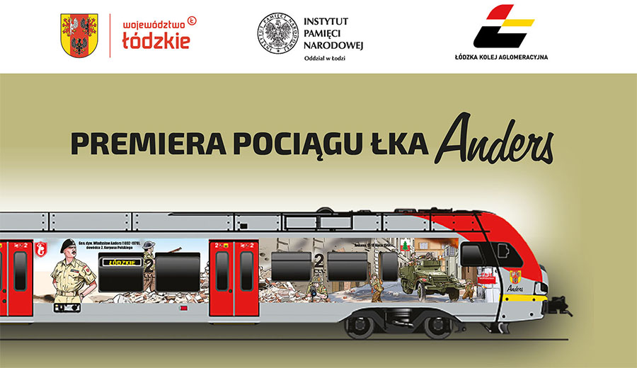 Grafika promująca pociąg ŁKA Anders