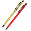 Zdjęcie przedstawia żółte i czerwone długopisy z końcówką do ekranów dotykowych.