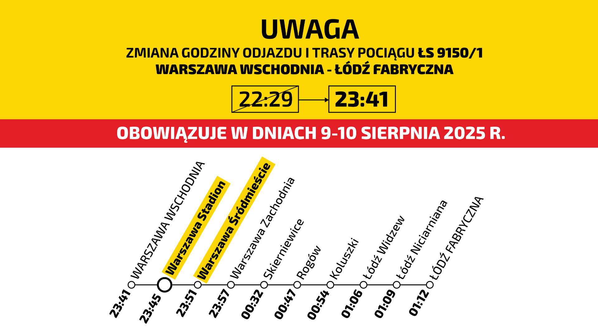 graficzne przedstawienie zmienionej trasy oraz godzin odjazdu