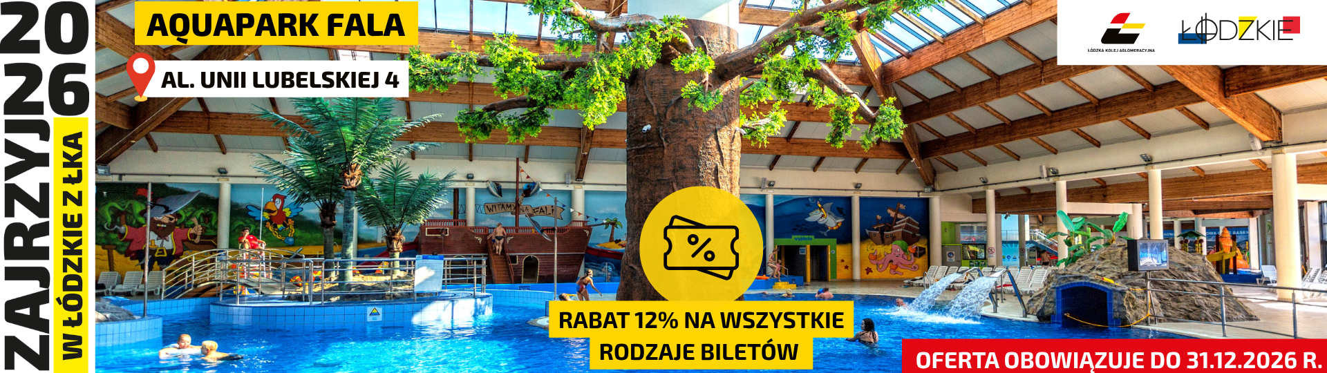 Obrazek przedstawia ofertę Zajrzyj w Łódzkie - Aquapark Fala