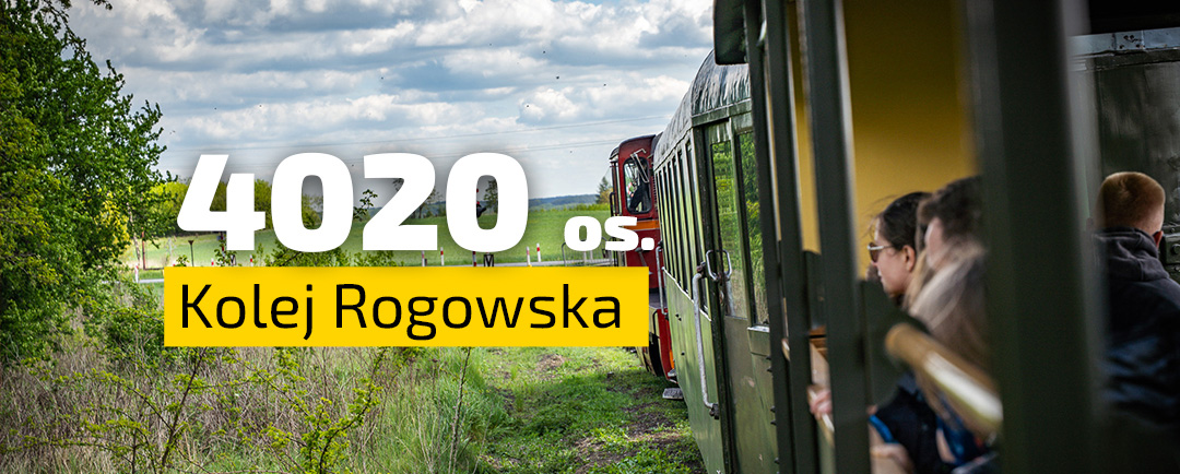 Liczba 4020 mówiąca o liczbie osób, która mówi o liczbie osób, która wzięła udział w turystycznych wycieczkach koleją wąskotorową Rogów - Rawa - Biała.