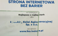 Powiększ zdjęcie: Certyfikat dla strony internetowej ŁKA - strona bez barier